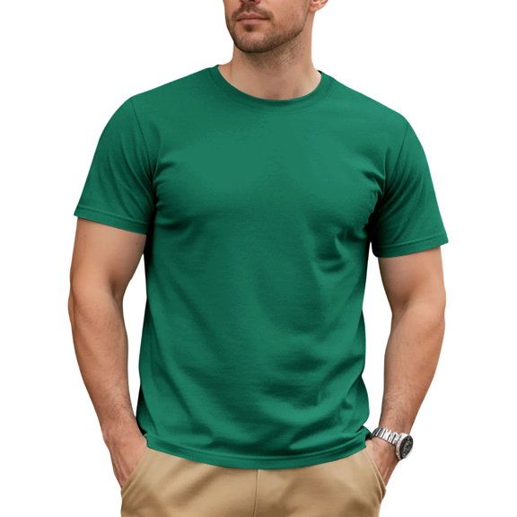 Yifymode Men's Solid Crew Neck Short Sleeve T-Shirt, Soft Cotton Jersey Classic Fit Basic Daily Casual Tee Army Green L