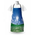 thumbnail image 3 of Blue Sky Apron, White Flower Field with a Tree Far Away Grassland Nature Scene, Unisex Kitchen Bib with Adjustable Neck for Cooking Gardening, Adult Size, Forest Green Sea Blue, by Ambesonne, 3 of 4
