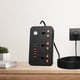 thumbnail image 5 of Regleta de enchufes estándar de EE. UU. de 2500 W para el hogar, con botones de control, 3 enchufes, 4 puertos USB y 2 puertos tipo C, tablero de enchufes ABS., 5 of 6