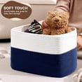 thumbnail image 5 of Rope Basket for Storage - 12”x10”x9” Storage Bins, Decorative Basket for Blankets, Woven Basket with Handles, Storage Baskets for Shelves, Home, Laundry (4 Pack, White & Navy Blue), 5 of 14