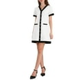 thumbnail image 2 of VESTIDO DE MUJER CON COLOR DE CONTRASTE CUELLO EN V MANGA CORTA ELEGANTE A-LINE S BLANCO, 2 of 5