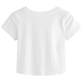 thumbnail image 2 of Haut Court d'Été pour Femme Uni à Manches Courtes, T-Shirt à devant Torsadé, Blanc, P, 2 of 5