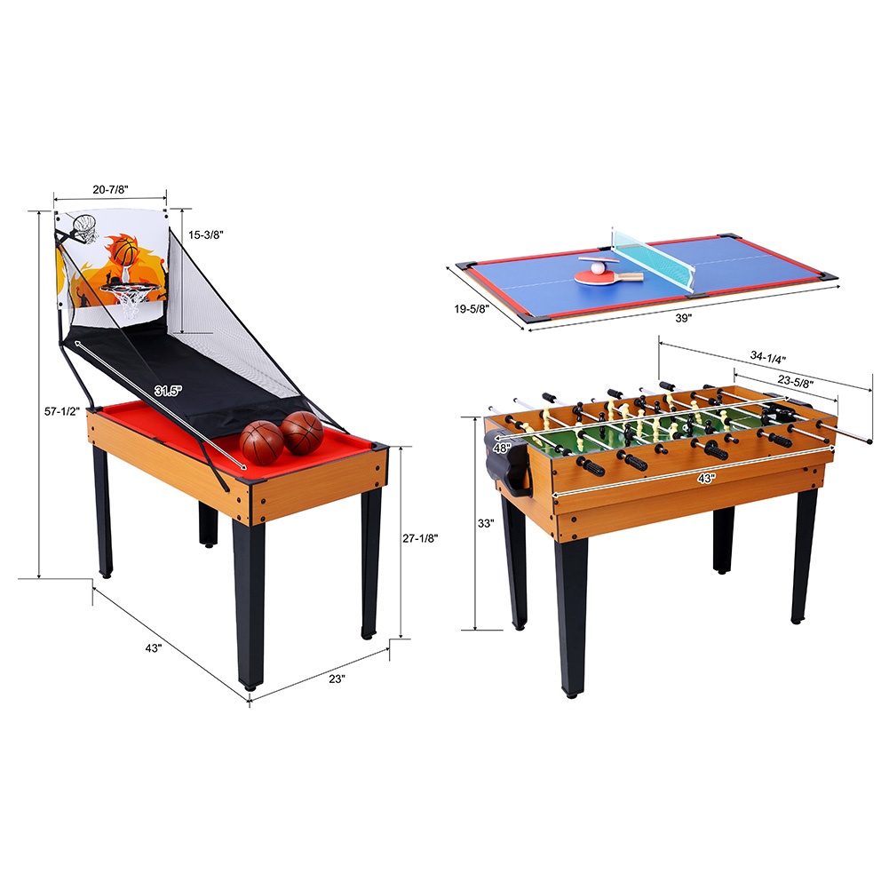5-in-1 Multi Game Table 3.6x2 Ft Combo Game Table Foosball/Pool/ping Pong/basketball/Hockey Combination Game Table for Home