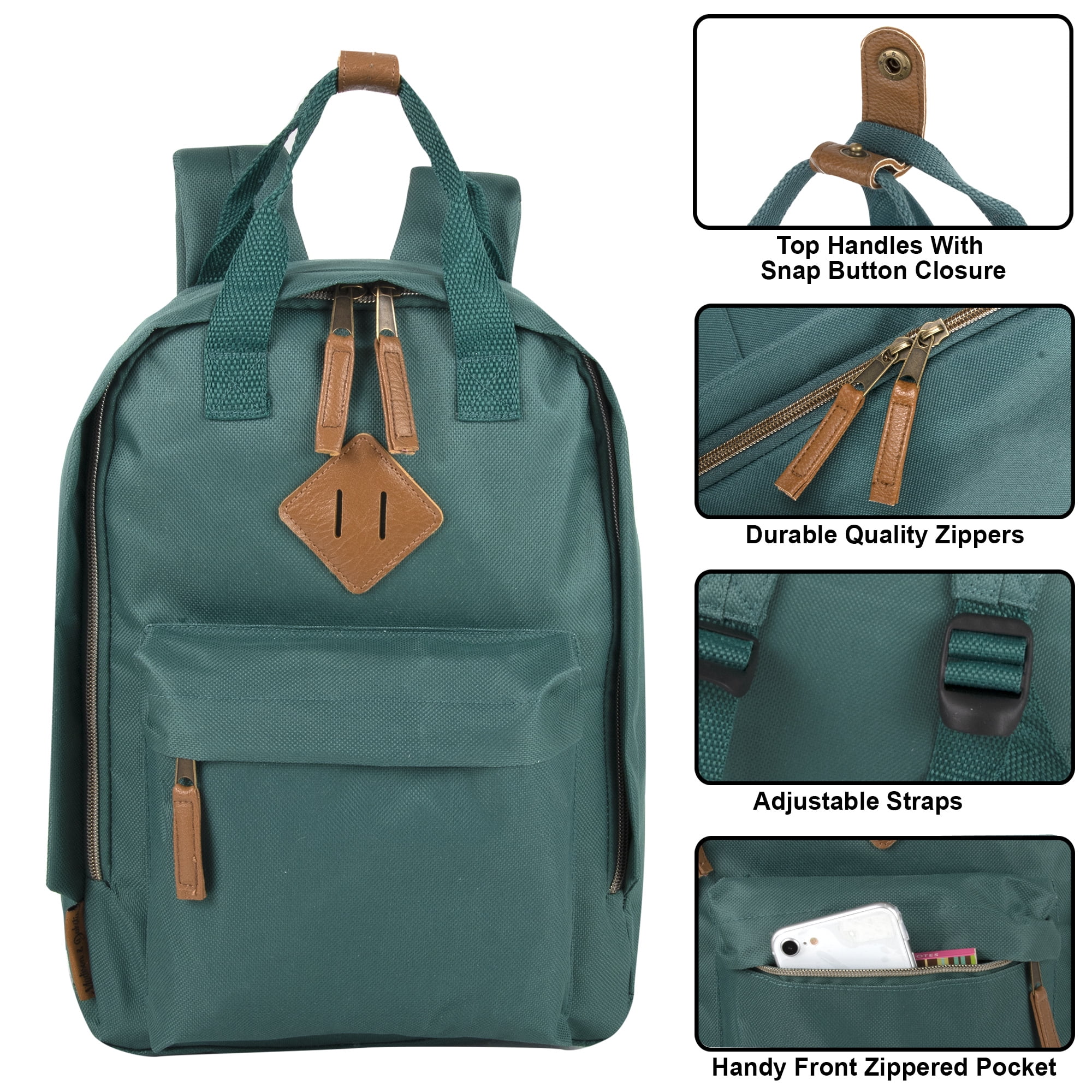 Madison Dakota 13.5 L Mini Canvas Backpack for Everyday School Recreation Commuting and Travel in Kale Green Walmart