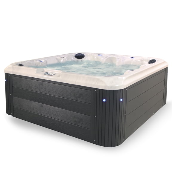 Aqualife by Strong Spas Grand Banks 6 Person Acrylic Lounger Spa, 81 Jets, Non-Lounger, Gray