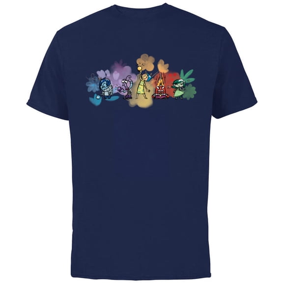 Disney and Pixar’s Inside Out Emotions Watercolor Flowers - Short Sleeve Cotton T-Shirt for Adults - Customized-Navy