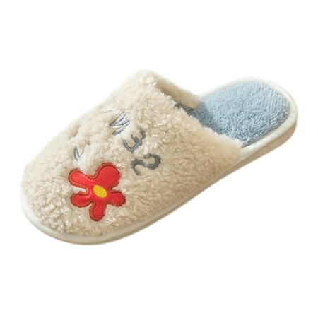

Slippers For Women Winter Couples Wimen Warm Home Baotou Plush Soft Bottom Comfortable Solid Color Flat Cotton Mop