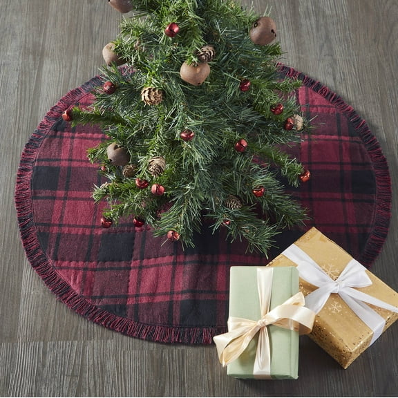 VHC Brands Cumberland Red Black Plaid Tree Skirt 24