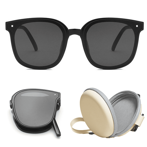 Folding Polarized Sunglasses for Women Men Foldable Driving Anti-glare Sun Glasses, UV400 Protection Ultra Lightweight Folding Sunglasses, with Folding Sunglasses Case