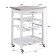 thumbnail image 3 of QunYou 30" Mobile Rolling Kitchen Trolley Cart with Drawer & Basket with Wheels for Home Dining and Culinary Spaces White, 3 of 7