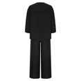 thumbnail image 5 of Women's 2 Piece Outfits Clearance Women's Summer Suit Fashion Solid Color Long Sleeve Trousers Casual Two-Piece Suit Wide Leg Pants, 5 of 5