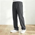 thumbnail image 5 of Krdevn Boys Solid Drawstring Open Hem Sweatpants Fall Winter Loose Straight Jogger Pants with Patch Pockets 9-10 Years,Grey, 5 of 8