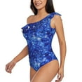 thumbnail image 2 of Gaeub Blurred Star Snow Christmas Women's One Shoulder Ruffle Tummy Control Swimwear for Swimming Surfing Beach Party - Large, 2 of 8