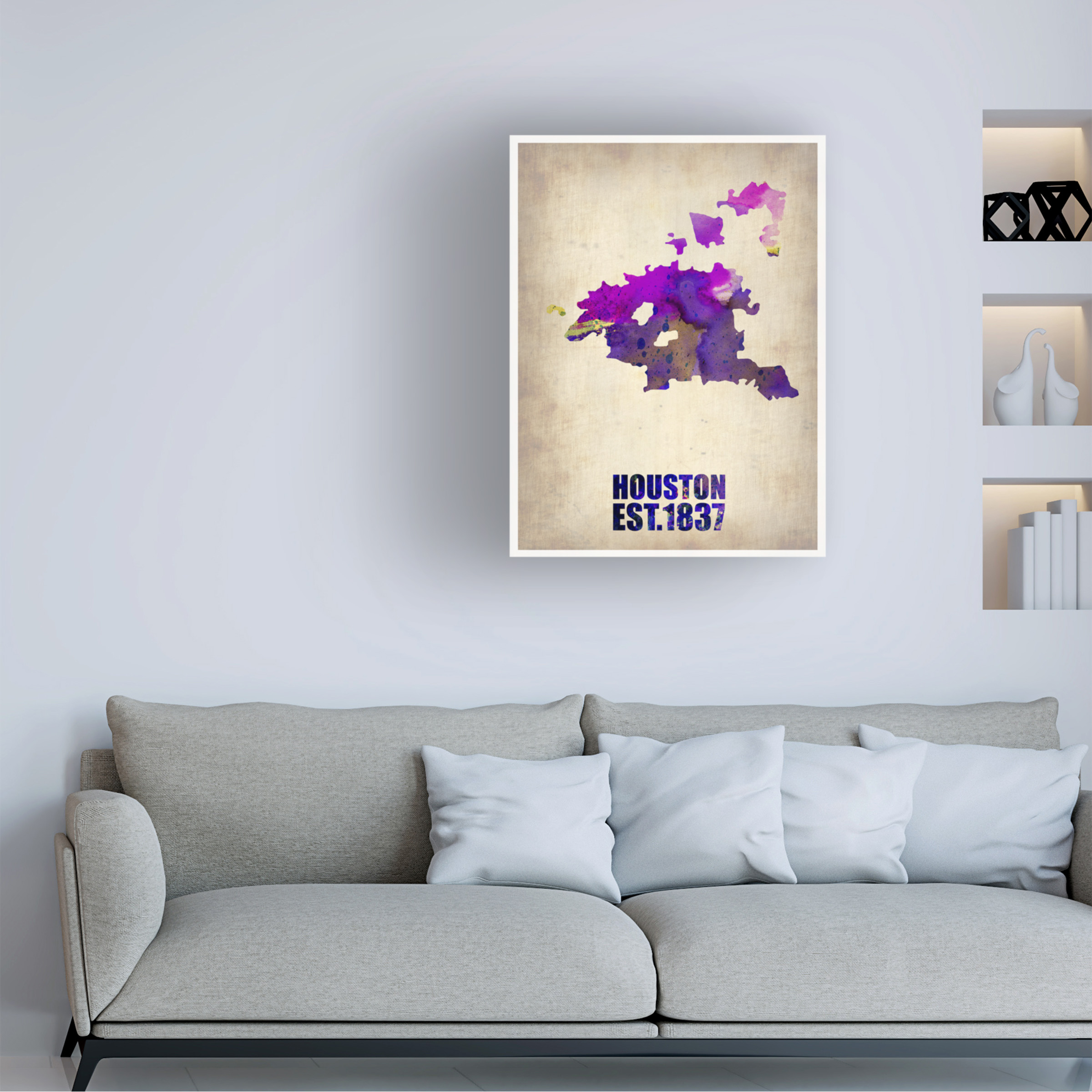 Trademark Fine Art "Houston Watercolor Map" Canvas Art by Naxart