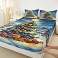 thumbnail image 3 of Manfei Dreamy Christmas Festival Twin Sheet Sets for Kids, Glitter Xmas Tree Twin Fitted Sheet, Fairy Tale Flat Sheet, Super Cozy Room Decor, 3-Piece, 3 of 7
