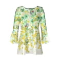 thumbnail image 4 of ICHUANYI Clearance Women Fashion Printed Casual V-Neck Short Sleeve Loose T-Shirt Blouse Tops(Green, XXL) ICHUANYI WER2023081001124, 4 of 5