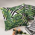 thumbnail image 7 of Tropical Green Leaves Throw Pillow Covers 18x18 Set of 2 Summer Palm Tree Pillow Cases Geometric Black and White Square Decorative Pillow Covers Modern Home Decor for Sofa Bed, 7 of 7