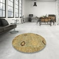 thumbnail image 3 of Ahgly Company Indoor Round Abstract Light Brown Oriental Area Rugs, 3' Round, 3 of 6
