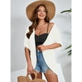 thumbnail image 6 of SHOWMALL Women's Plus Cardigan Short Sleeve Open-Front Lightweight Summer Cover Up 4X White, 6 of 7