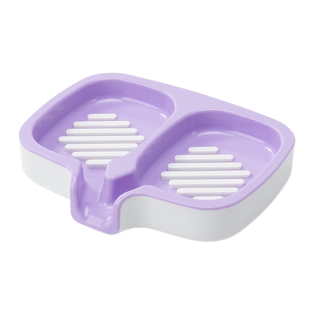 Makeup Storage Box,Soap Box with Double Compartment, Detachable Self Draining Soap Storage Tray