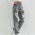 thumbnail image 6 of UYISJ Pants for Women Trendy Vintage Wide Leg Flat Front Lounge Jeans Pants Casual Baggy High Waist Regular Fit Denim Work Pants Gray S, 6 of 7