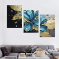 thumbnail image 4 of FUMJ  Modern Canvas Flower Wall Art Abstract Gold Teal Floral Paintings on Canvas Still Life Artwork for Home Kitchen Living Room Bedroom Classroom Decorations Wall Decor 12''x16''X3 Panels, 4 of 4