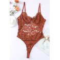 thumbnail image 1 of ABPHQTO Body de mujer con tirantes finos de encaje floral marrón con espalda recortada, 1 of 5