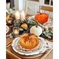 thumbnail image 4 of Coferset - Juego de 2 calabazas de terciopelo grandes, decoraci&oacute;n artificial de calabaza de oto&ntilde;o para Halloween, Acci&oacute;n de Gracias, cosecha, centros de mesa (naranja, 4 of 6