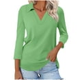 thumbnail image 1 of Birdeem Blouses pour Femmes T-Shirt Assorti Col en V Col Rabattu Manches 3/4, 1 of 1