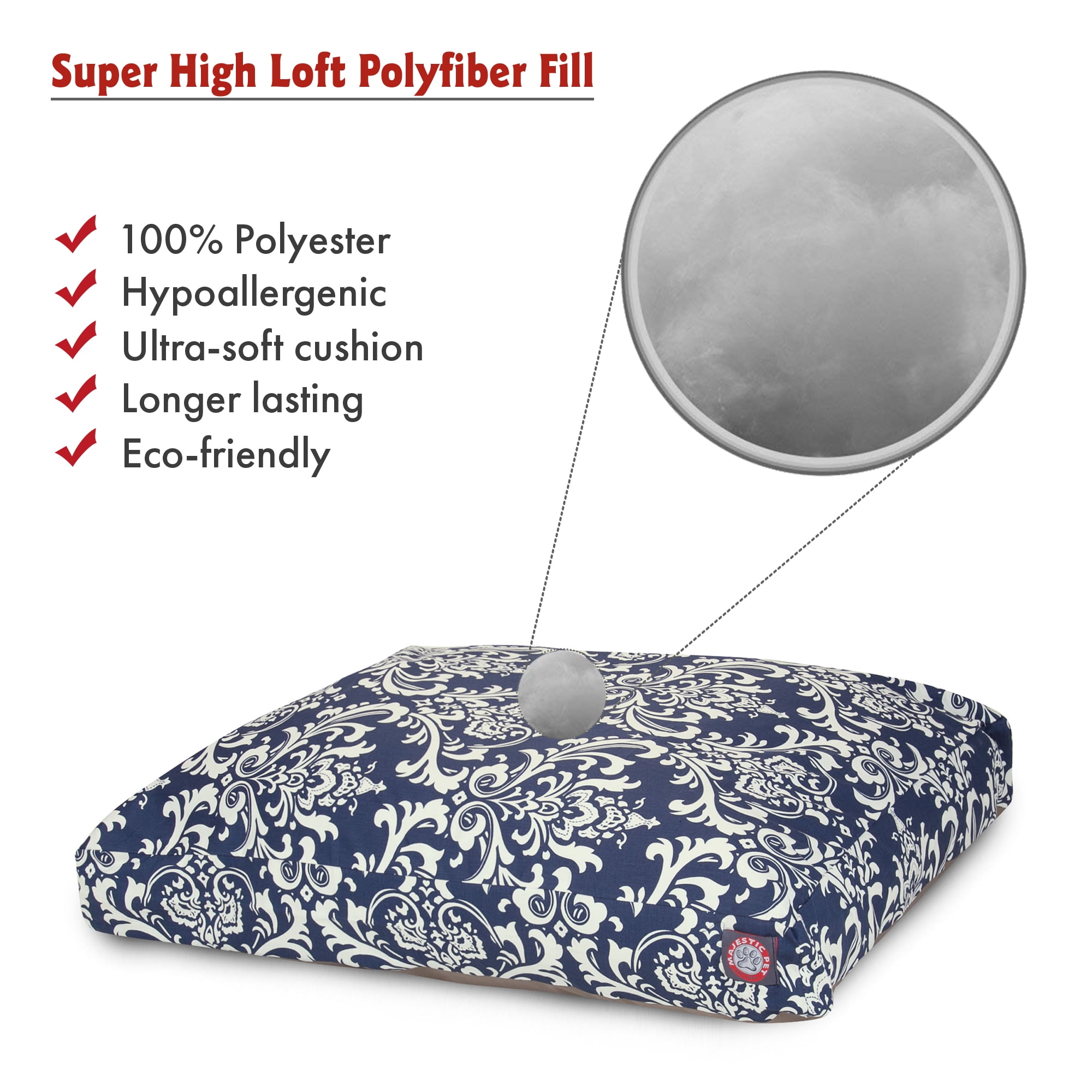 Majestic Pet | French Quarter Rectangle Pet Bed For Dogs, Removable Cover, Navy Blue, Extra Large