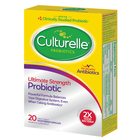 Culturelle Ultimate Strength Probiotic Capsules, Digestive Health for Men and Women, 20 Count