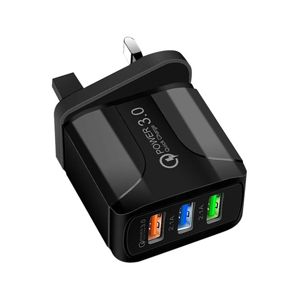 Cargador 5V 2.4A 3 Puertos USB Smart QC 3.0 Travel Fast (Reino Unido) Negro 5pcs Hugtrwg Para estrenar