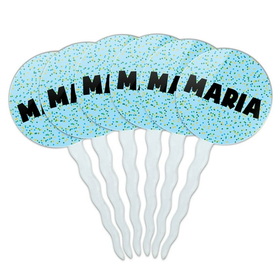 Maria Cupcake Picks Toppers - Set of 6 - Blue Speckles