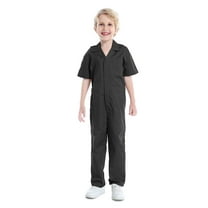 Toptie Boy's Coverall Child's Mechanic Halloween Costume Jumpsuit Short Sleeve-Black-13/14Y