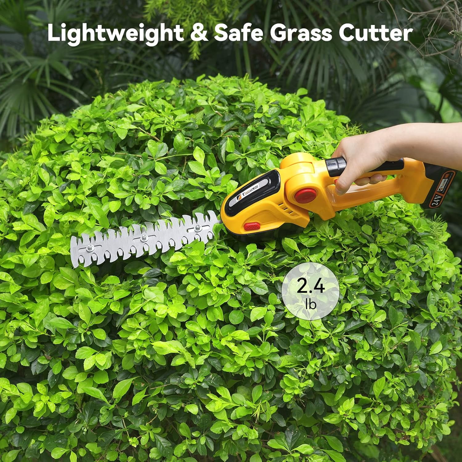 Cordless Hedge Trimmer & Grass Shear 2-in-1 with 2 Batteries, 24V Electric Garden Tool for Lawn and Shrubbery
