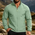 thumbnail image 5 of Men's Lightweight Zip Up Windbreaker Jacket Long Sleeve Stand Collar Solid Trendy Fall Casual Outerwear Jacket with Pocket for Hiking and Travel Mint Green 4XL, 5 of 6