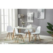 Nicer Furniture AP6102WD-4-WT Eiffel Dining Room Chair with Natural Wood Legs, White - Set of 4