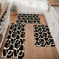 Floral Kitchen Rugs Sets of 3, Non Slip Kitchen Rugs and Mats Washable Farmhouse Kitchen Rugs Floral Kitchen Floor Mat Carpet Runner Rugs for Hallway Laundry Room