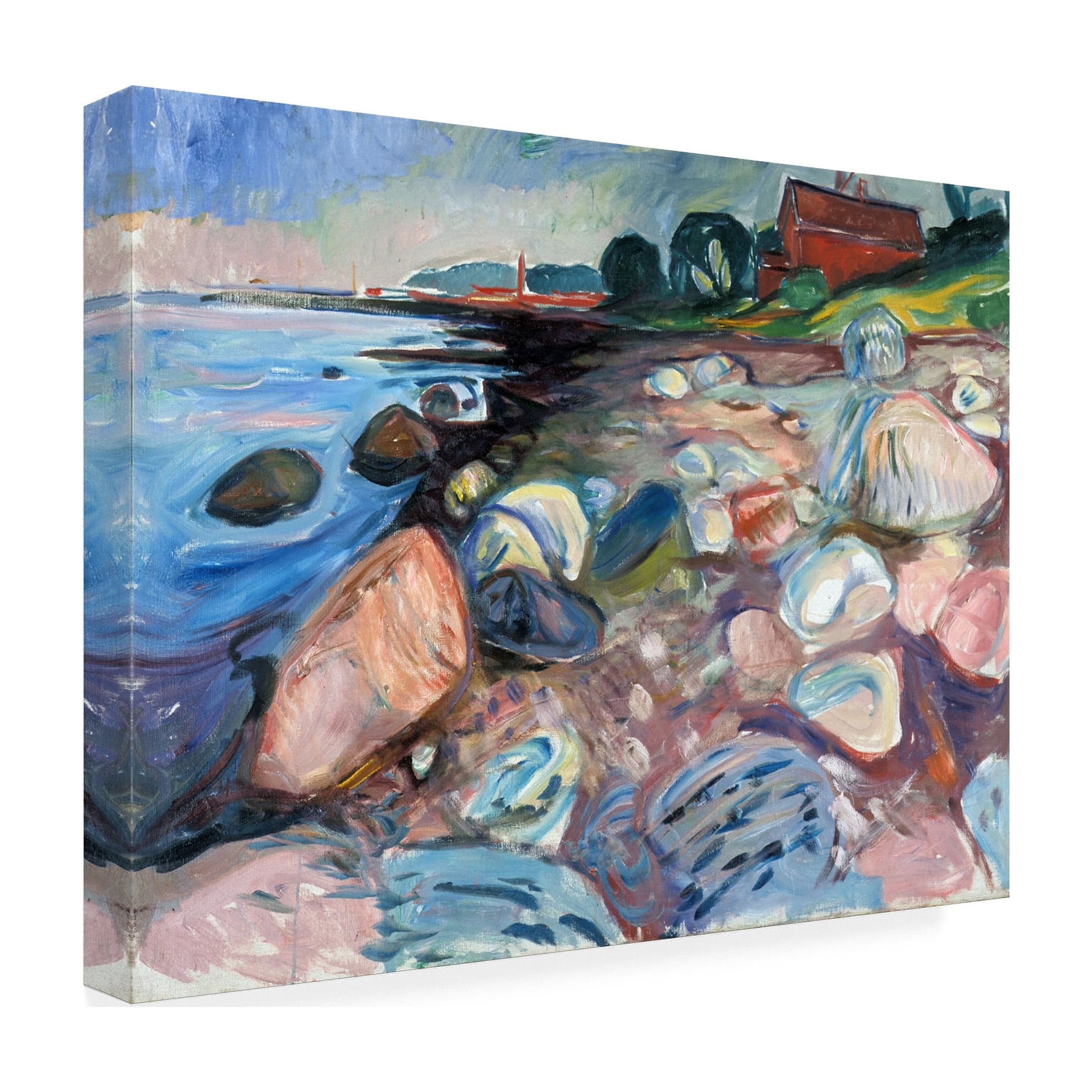 Edvard Munch 'Shore With Red House' Canvas Art