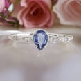 thumbnail image 2 of Sterling Silver Simulated Blue Sapphire Pear Cut Ring For Women, 2 of 6