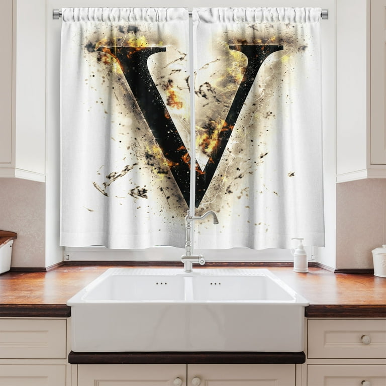  Ambesonne Letter V Shower Curtain, V Shape Burning