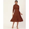 thumbnail image 2 of Moomaya Solid Tiered Dress For Women, Cotton Dress With Collar, 2 of 8