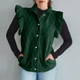 thumbnail image 6 of Tdoqot Womens Puff Vest Outwear- Ruffle Sleeve Casual Button Up Lightweight Cute Quilted Jacket Green Size 2XL, 6 of 9