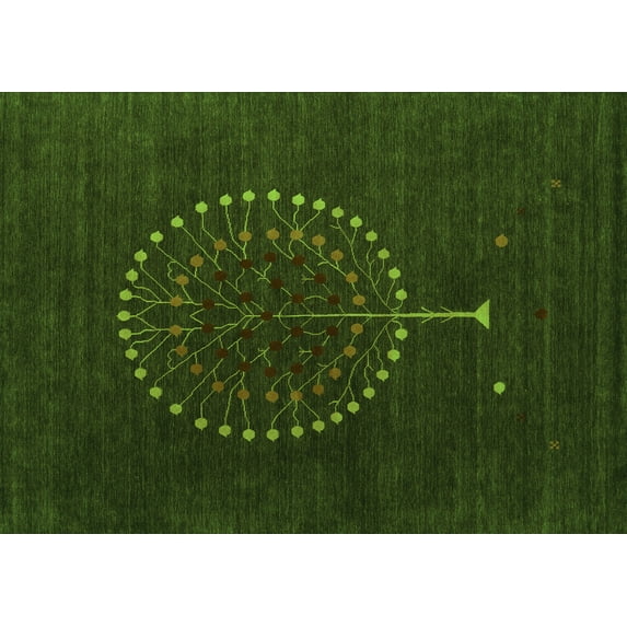 Ahgly Company Indoor Rectangle Abstract Green Contemporary Area Rugs, 6' x 9'