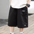 thumbnail image 7 of WEIGFI Kids Pants Boys Short Summer Shorts Baggy Fashion Outdoor Shorts Elastic Waist Casual Children Hiking Birthday Solid Color Bottoms,Black,11-12 Years, 7 of 7