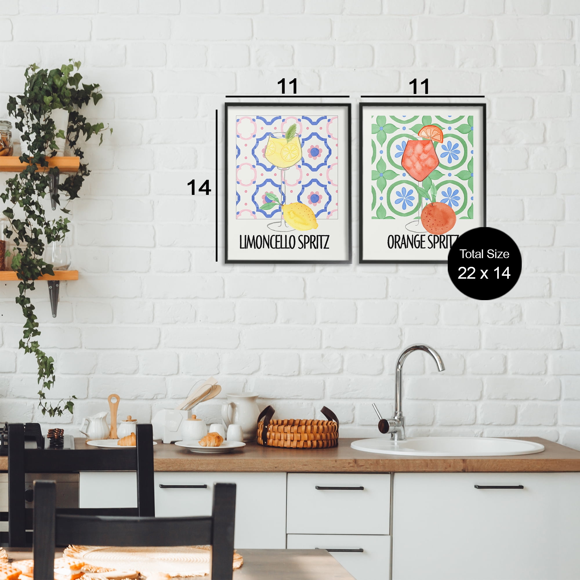 Stupell Industries Citrus Spritz On My Mind 2 Piece Black Framed Giclee Art Set, design by Nina Jacobs