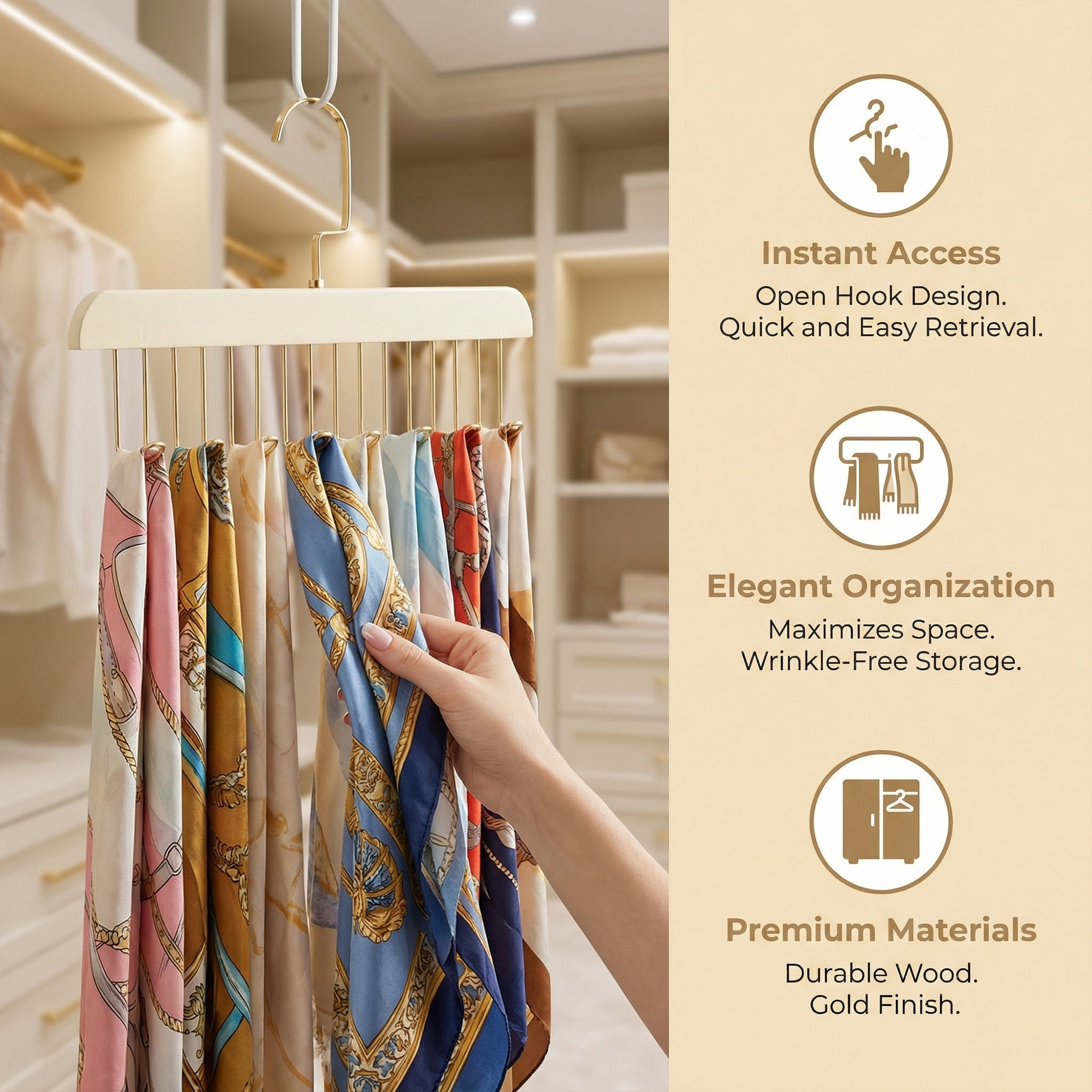 Unique Bargains 2Pcs Wood Tank Top Hanger With 8 Hooks Milk White