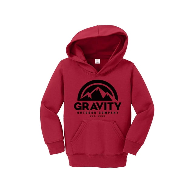 Gravity Outdoor Co. Chandail à Capuchon pour Tout-Petit - Logo Noir - Rouge - 2T