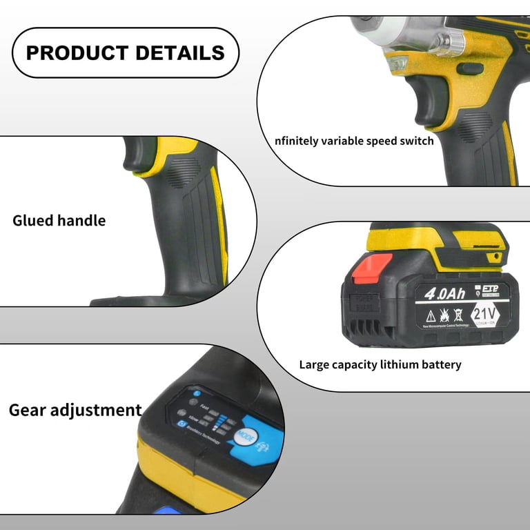 Euur 21V Cordless Impact Wrench, 1/2" with 400 Nm Torque photo 6
