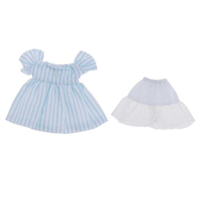 Adorable ropa de muñeca , lindo con ropa interior blanca, accesorios de moda, para Obitsu11 OB11 para Mini 1/12 Raya azul Hugo Conjuntos de vestido de muñeca